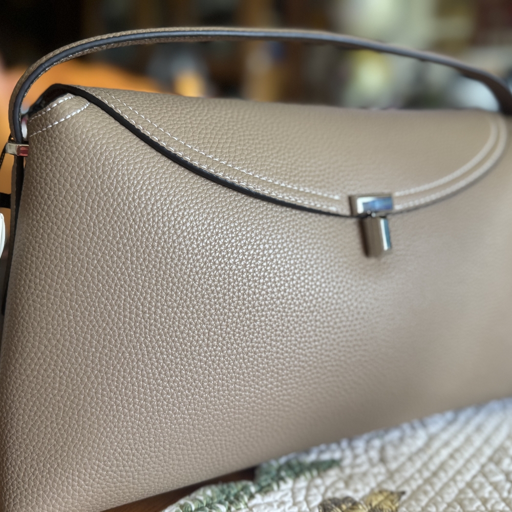Toteme Tan Clutch with Minimalist Design and Elegant Hardware